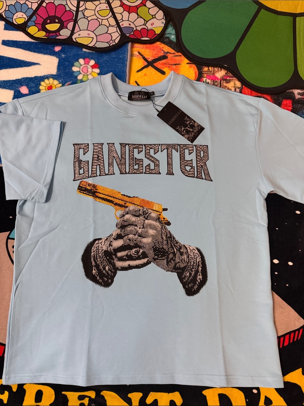 Verselli Rhinestone "Gangster" Graphic Tee